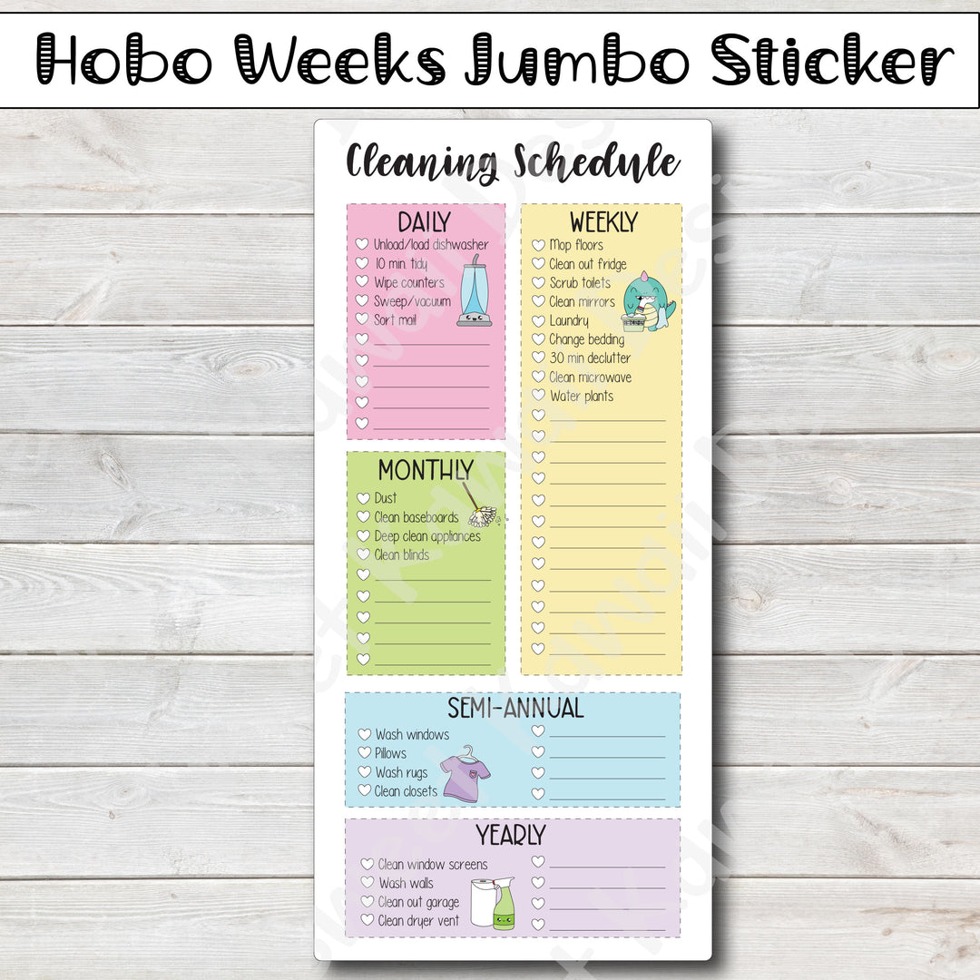 Kawaii Hobonichi Weeks Jumbo Sticker - Cleaning Schedule