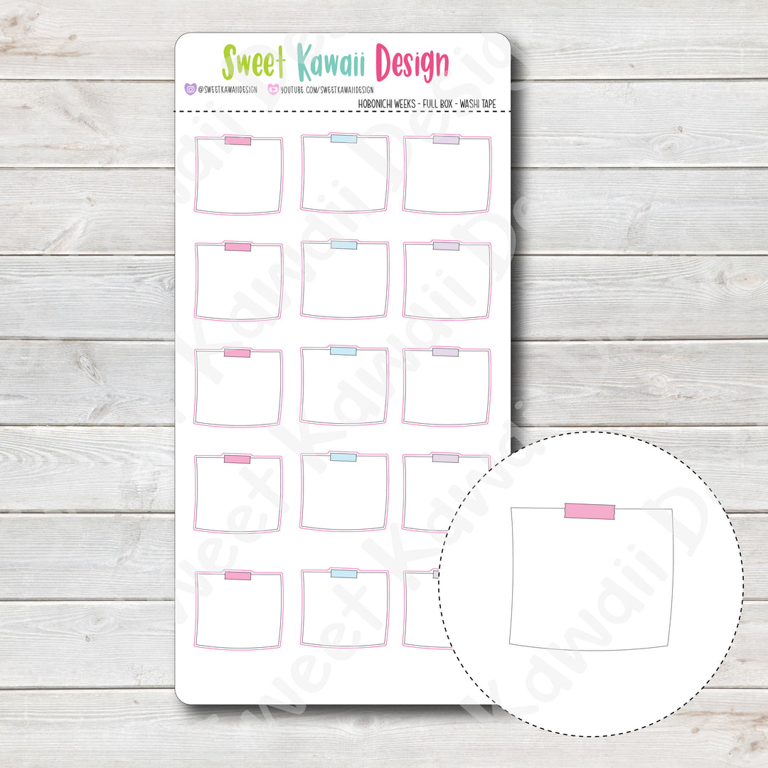 Kawaii Hobonichi Weeks Full Box Stickers - Washi Tape