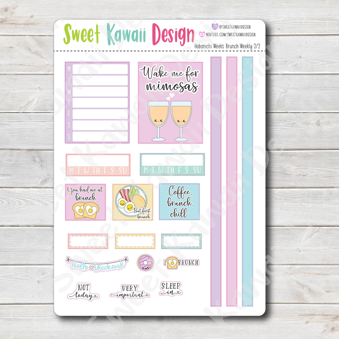 Kawaii Hobonichi Weeks Stickers - Brunch Kit
