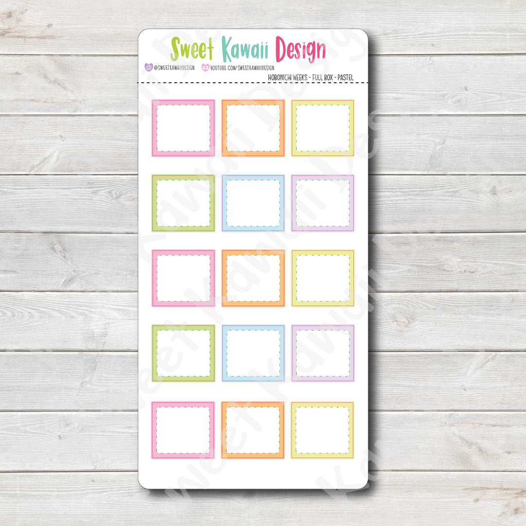 Kawaii Hobonichi Weeks Full Box Stickers - Pastel