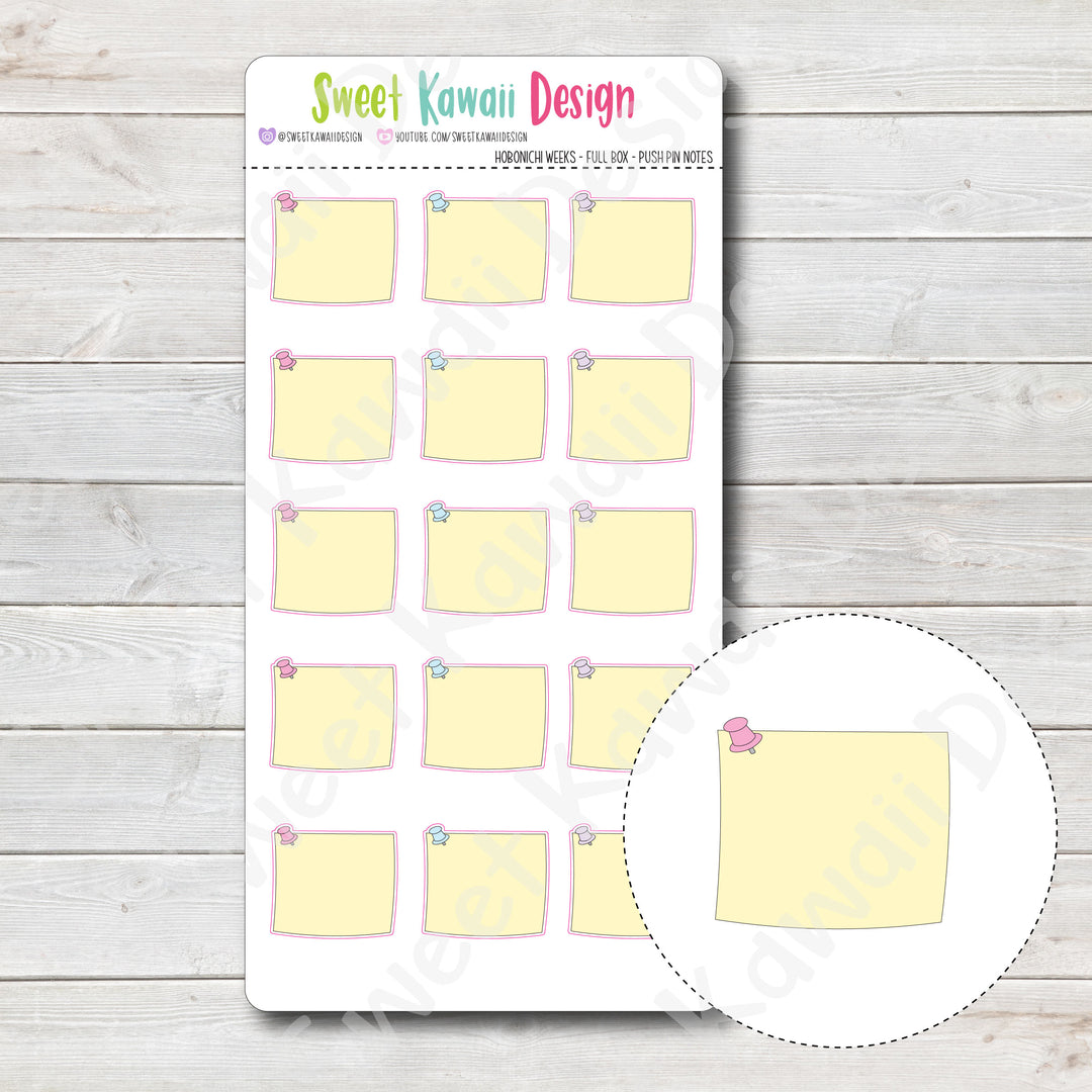 Kawaii Hobonichi Weeks Full Box Stickers - Push Pin