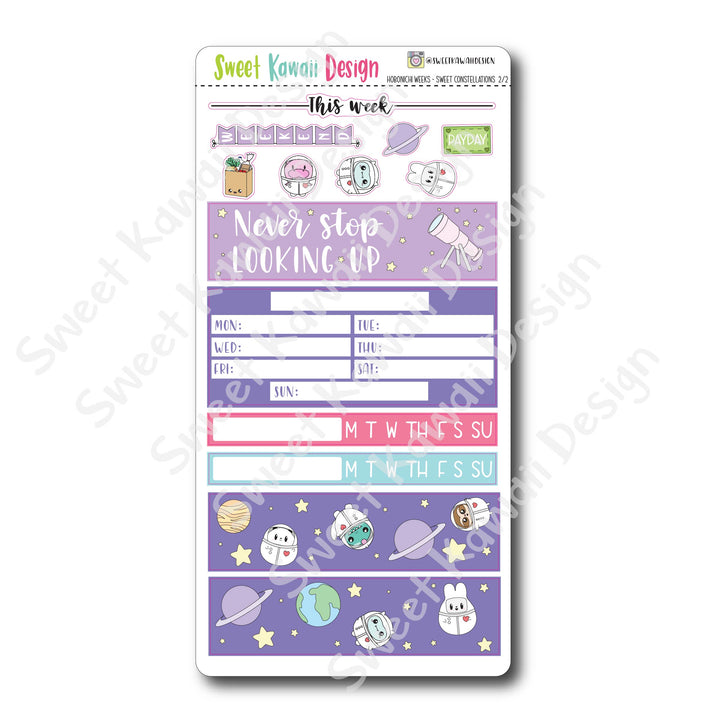 Kawaii Hobonichi Weeks Stickers - Sweet Constellations