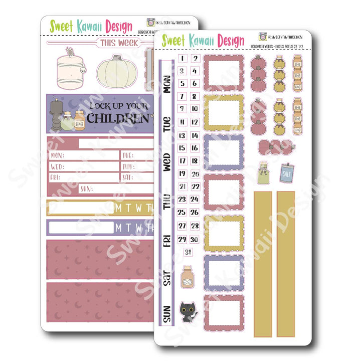 Kawaii Hobonichi Weeks Stickers - Hocus Pocus