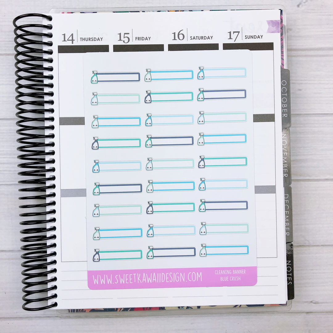 Kawaii Cleaning Banner Stickers - More Colors Available