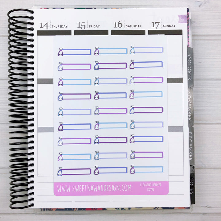 Kawaii Cleaning Banner Stickers - More Colors Available