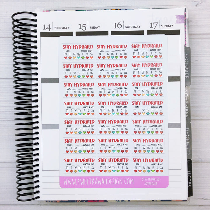 Kawaii Stay Hydrated Stickers - More Colors Available