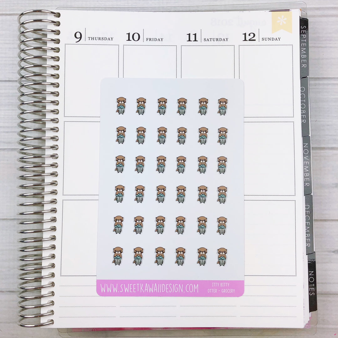 Kawaii Otter Stickers - Grocery Shopping