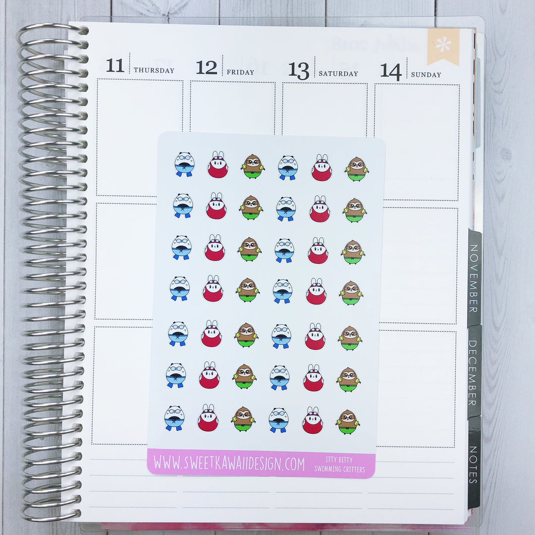 Kawaii Swimming Critter Stickers