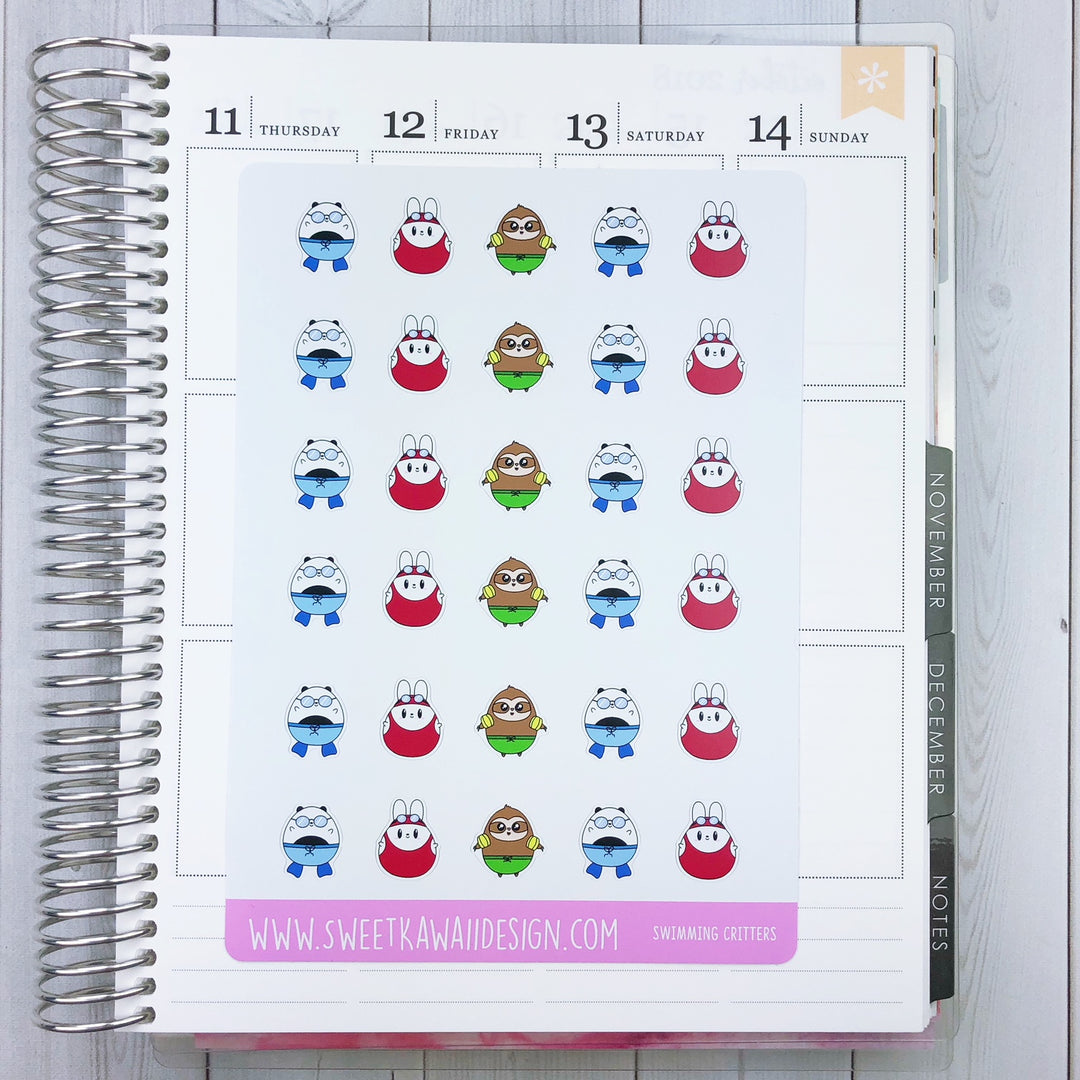 Kawaii Swimming Critter Stickers