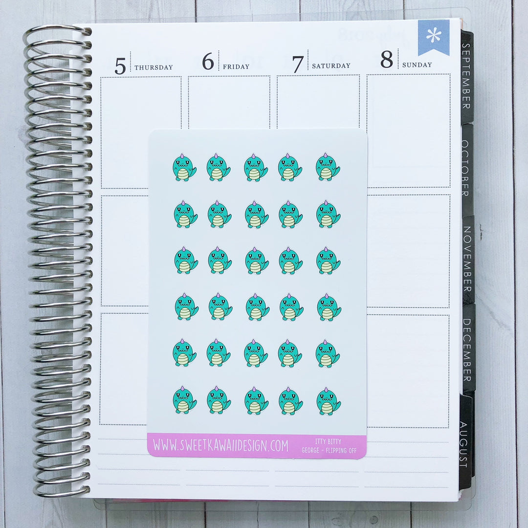 Kawaii George Stickers - Flipping Off