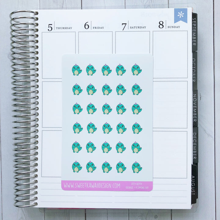 Kawaii George Stickers - Flipping Off