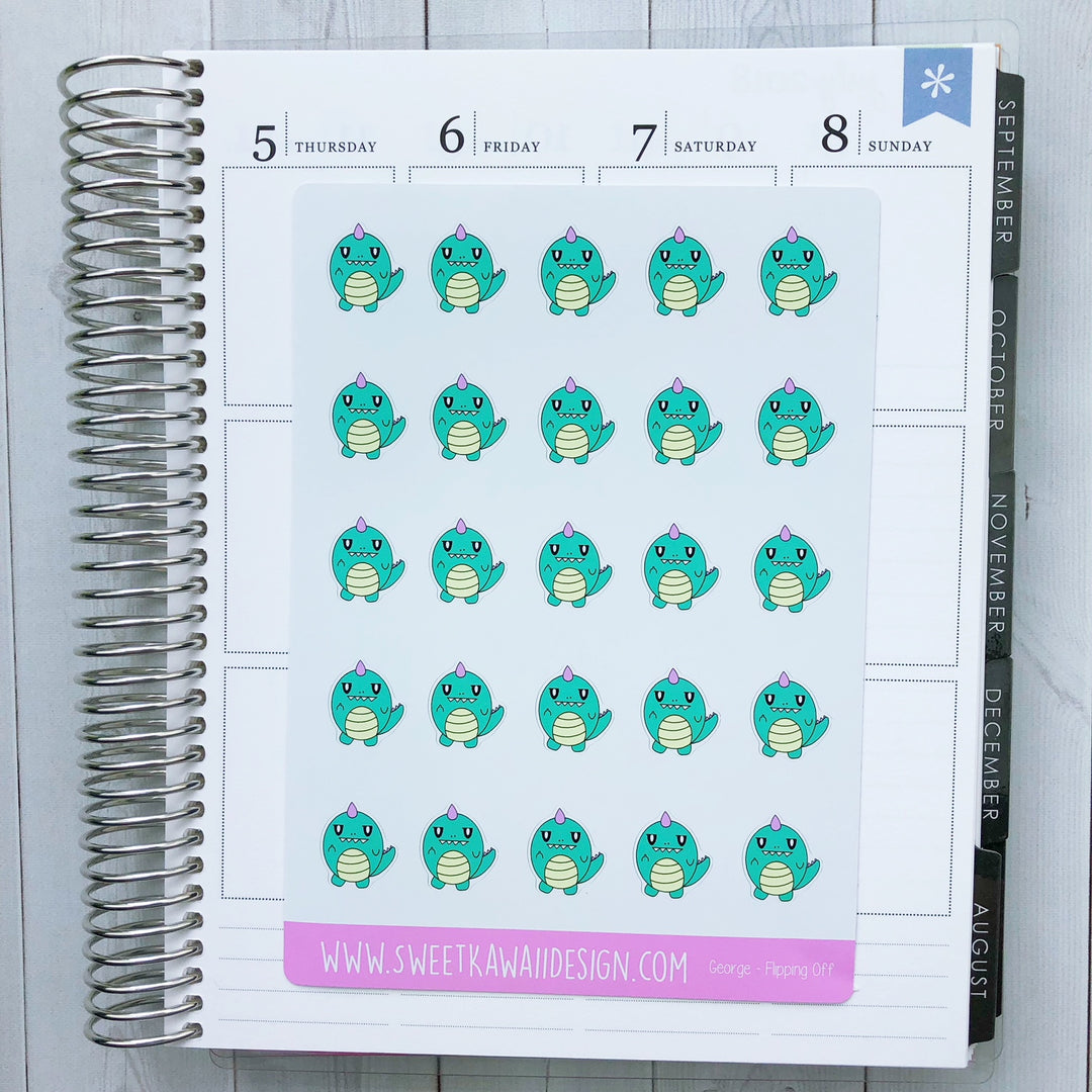 Kawaii George Stickers - Flipping Off