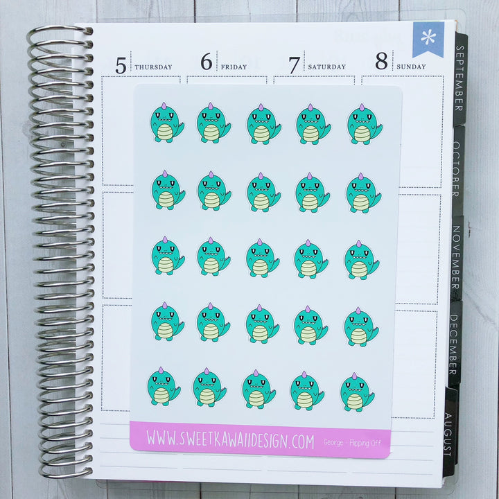 Kawaii George Stickers - Flipping Off