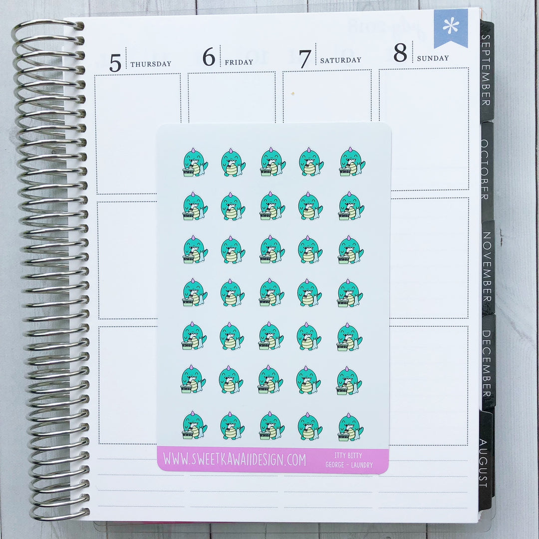 Kawaii George Stickers - Laundry