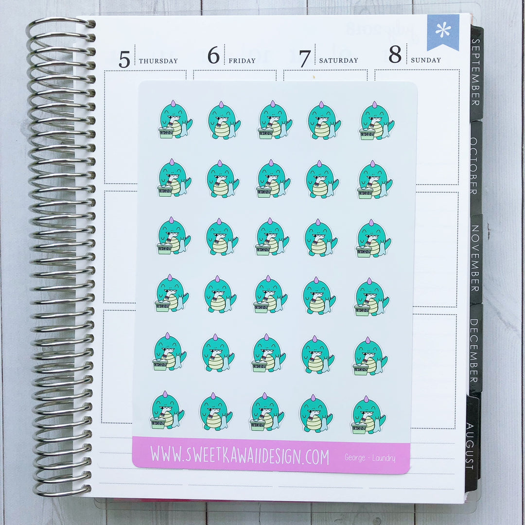 Kawaii George Stickers - Laundry