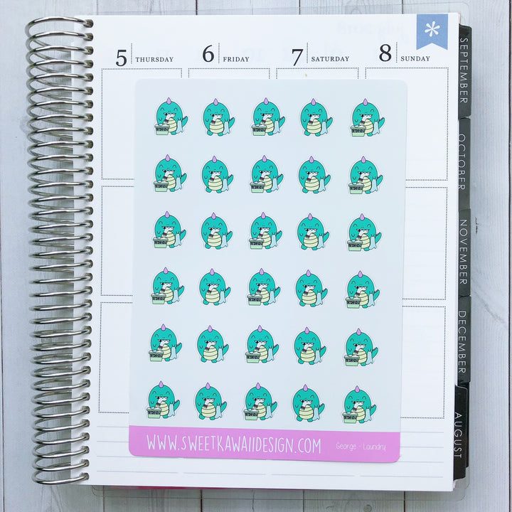 Kawaii George Stickers - Laundry