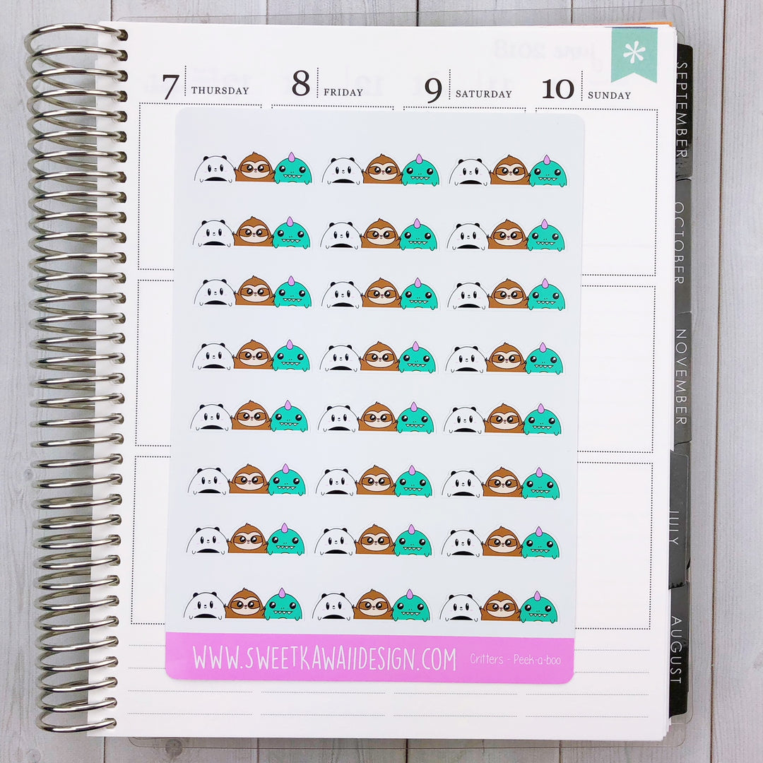 Kawaii Peek-a-boo Critters Stickers