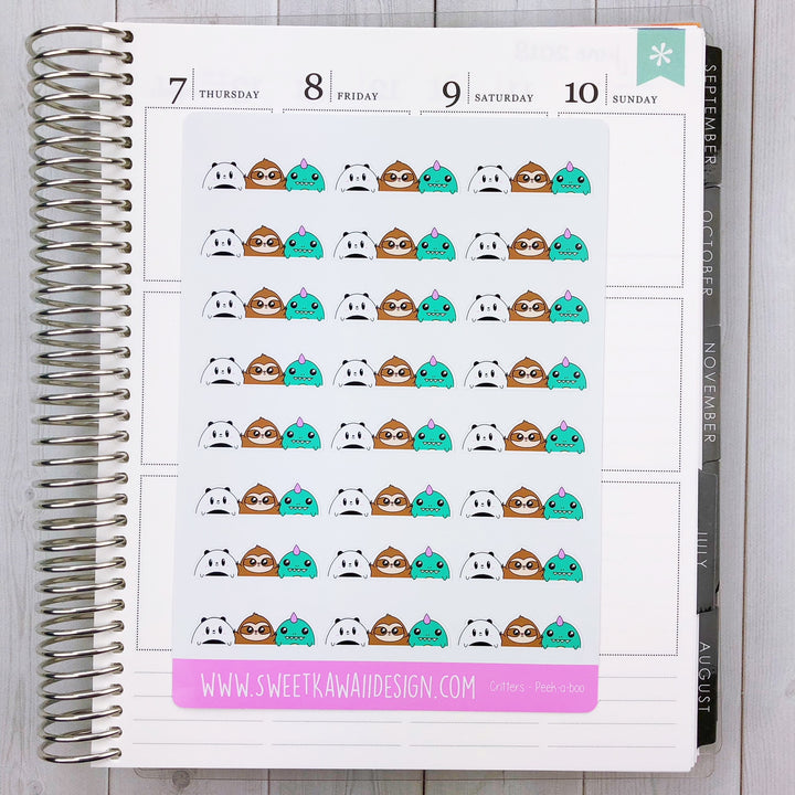 Kawaii Peek-a-boo Critters Stickers