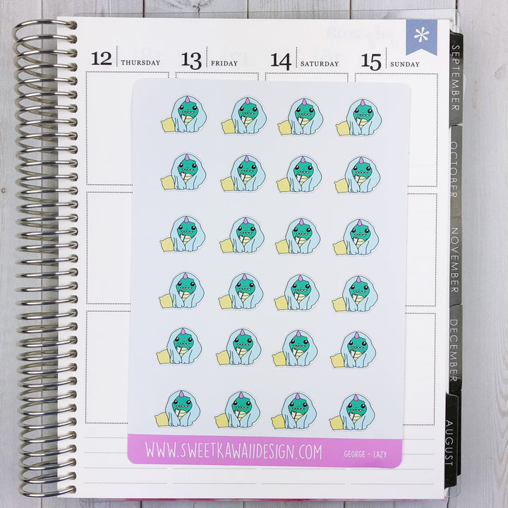 Kawaii George Stickers - Lazy