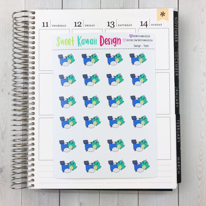 Kawaii George Stickers - Trash