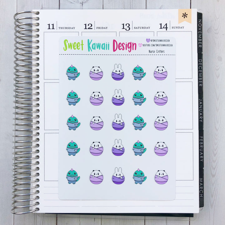 Kawaii Nurse Critter  Stickers