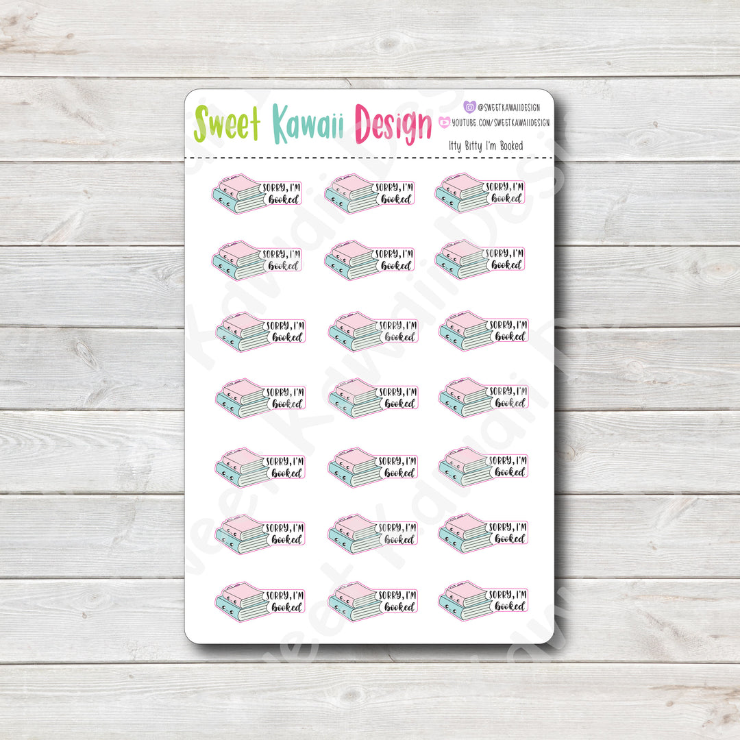 Kawaii I'm Booked Stickers
