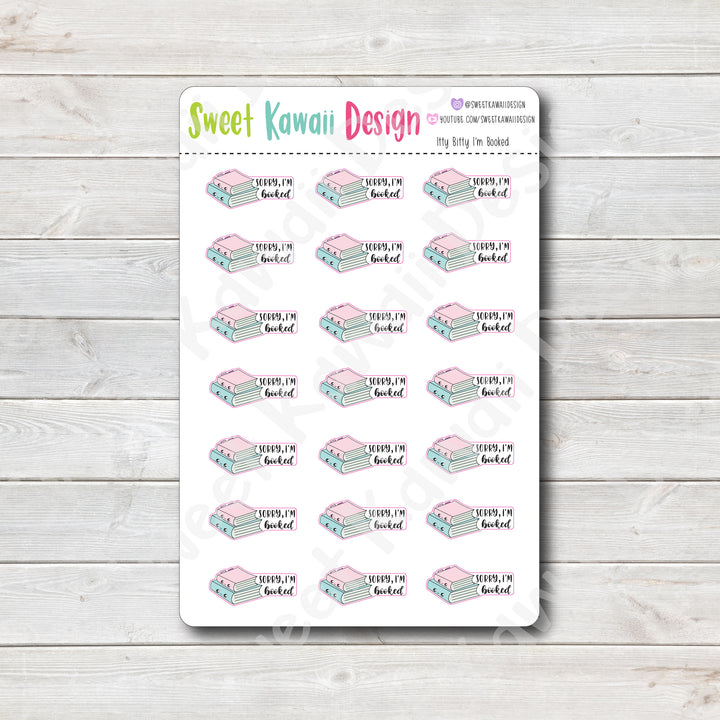 Kawaii I'm Booked Stickers