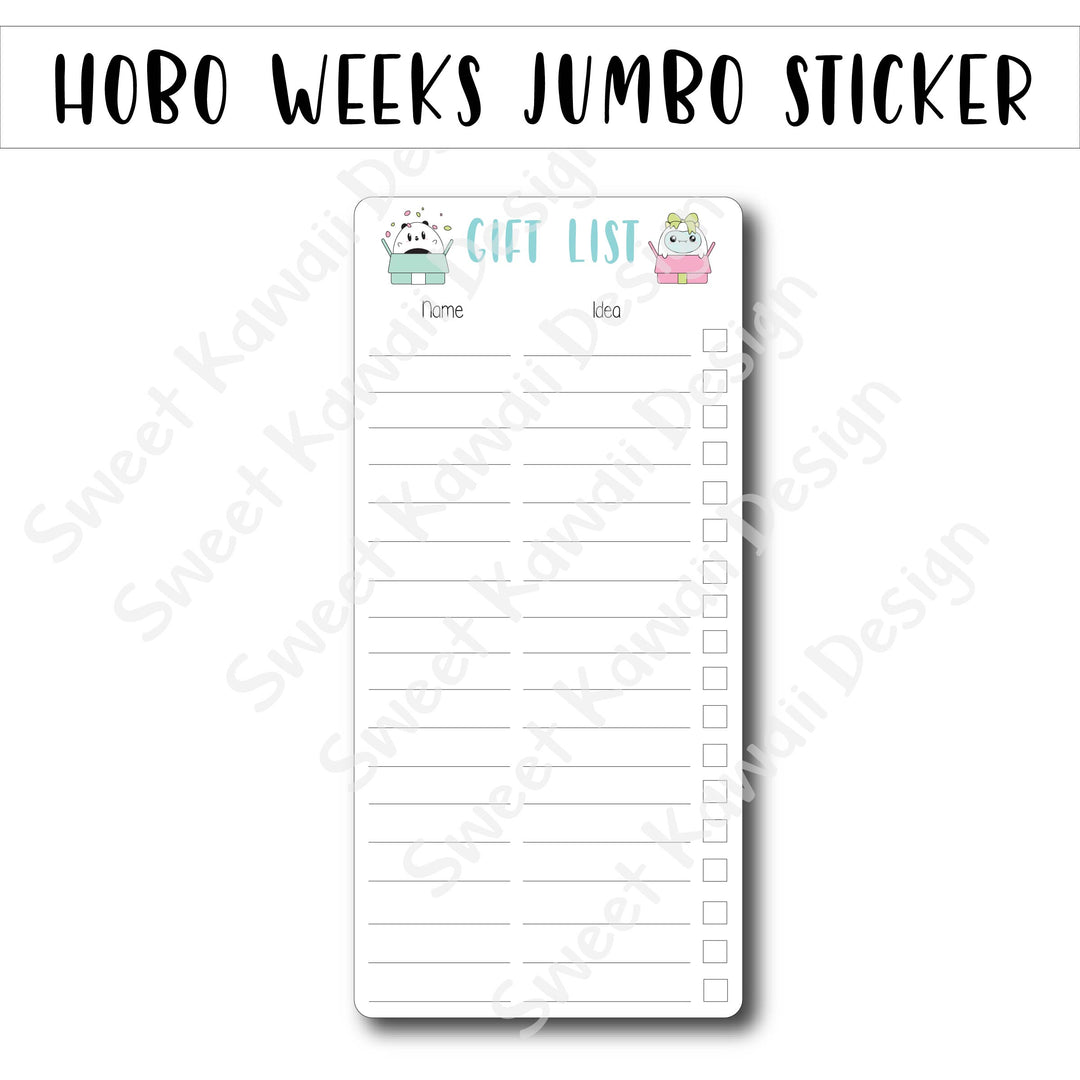 Kawaii Jumbo Sticker - Gift List - Size Options Available