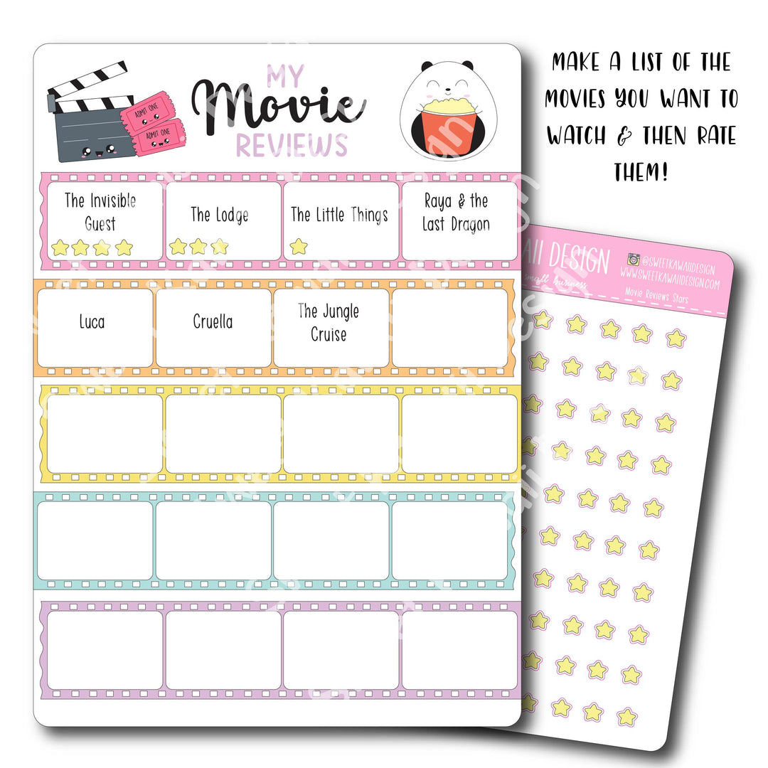 Kawaii Jumbo Sticker - 5x7 Movie Tracker