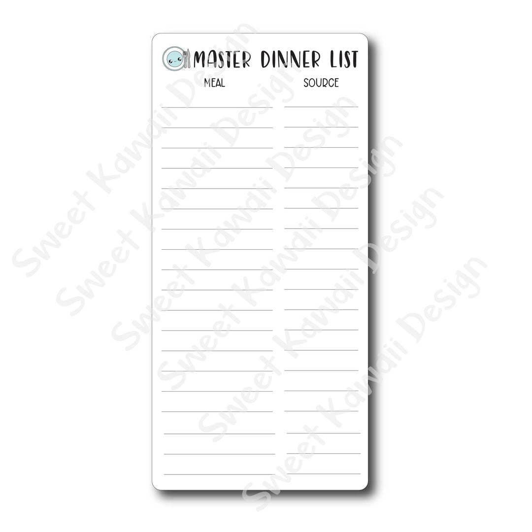 Kawaii Jumbo Sticker - Master Dinner List - Size Options Available