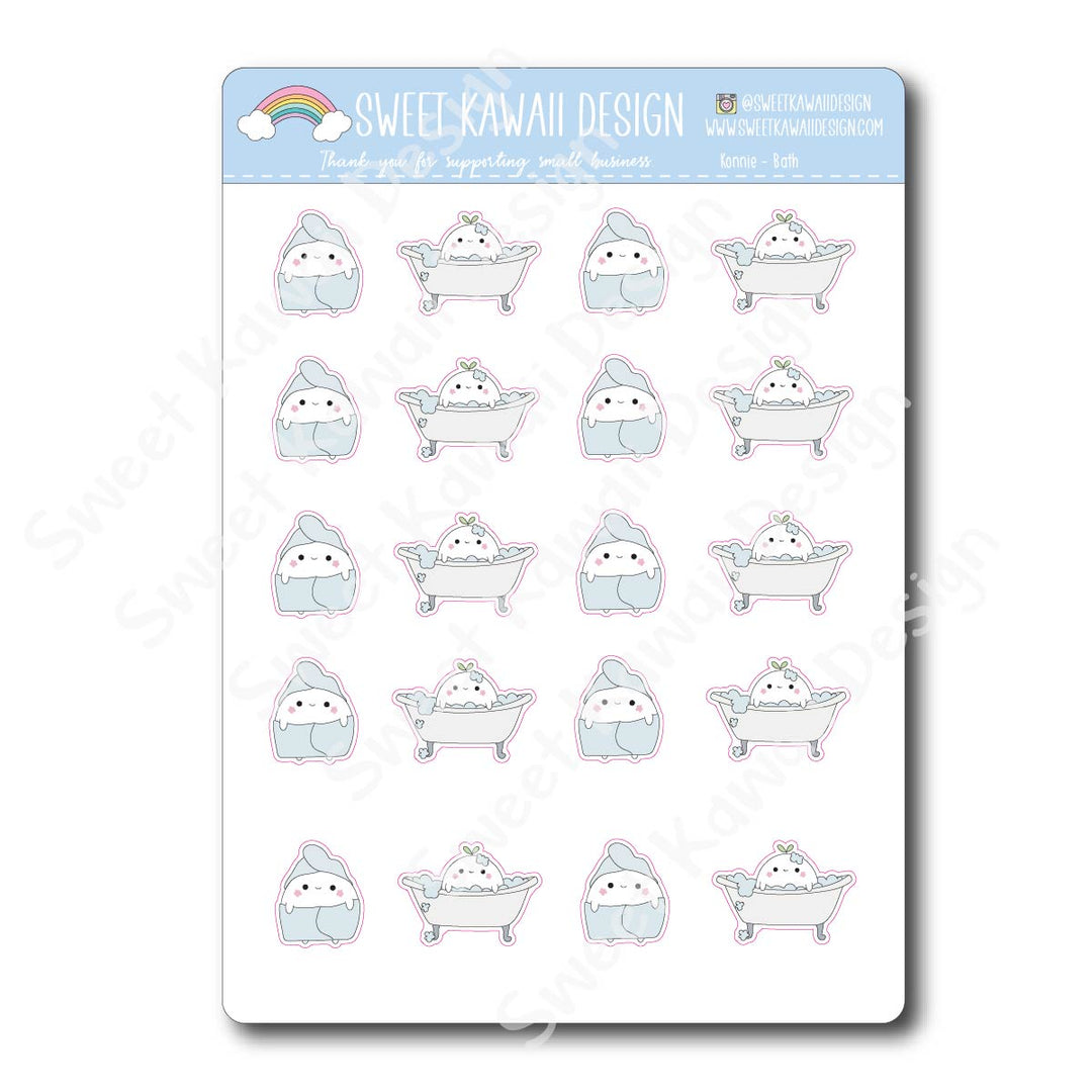Kawaii Konnie Stickers - Bath