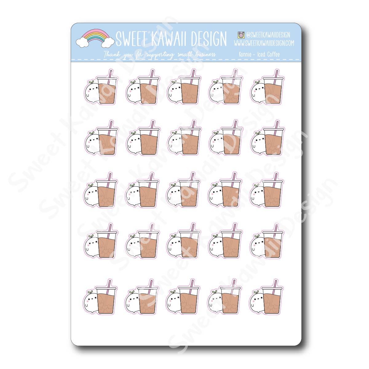 Kawaii Konnie Stickers - Iced Coffee
