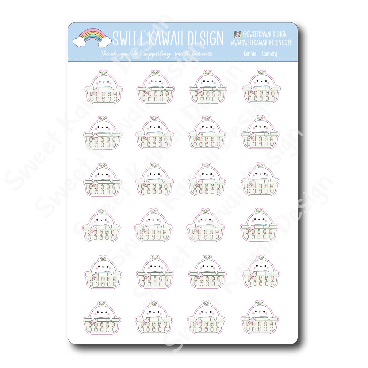Kawaii Konnie Stickers - Laundry