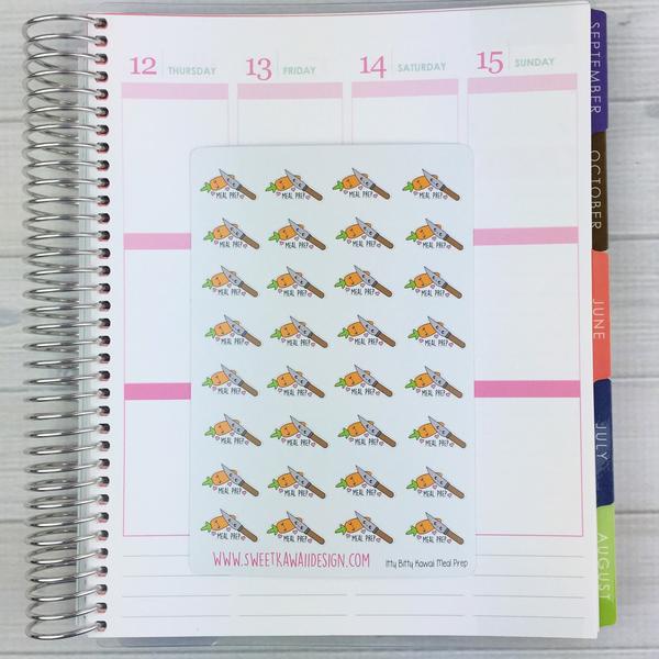 Kawaii Meal Prep Stickers - Carrot and Knife