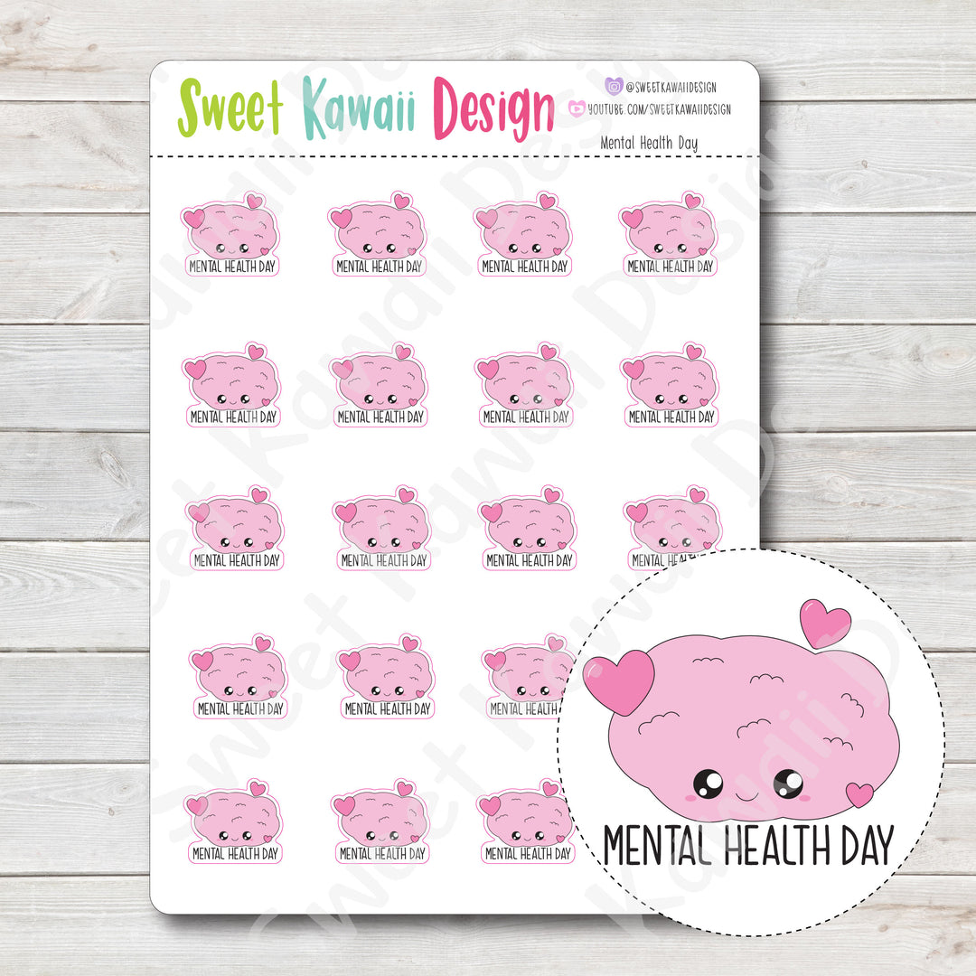 Kawaii Mental Health Day Stickers