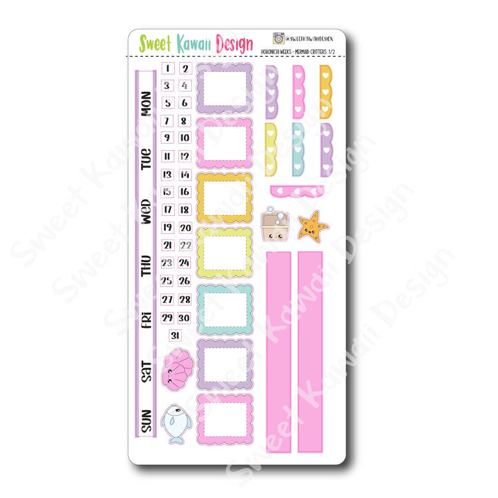 Kawaii Hobonichi Weeks Stickers - Mermaid Critters