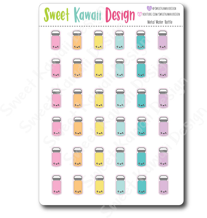 Kawaii Metal Water Bottle Stickers