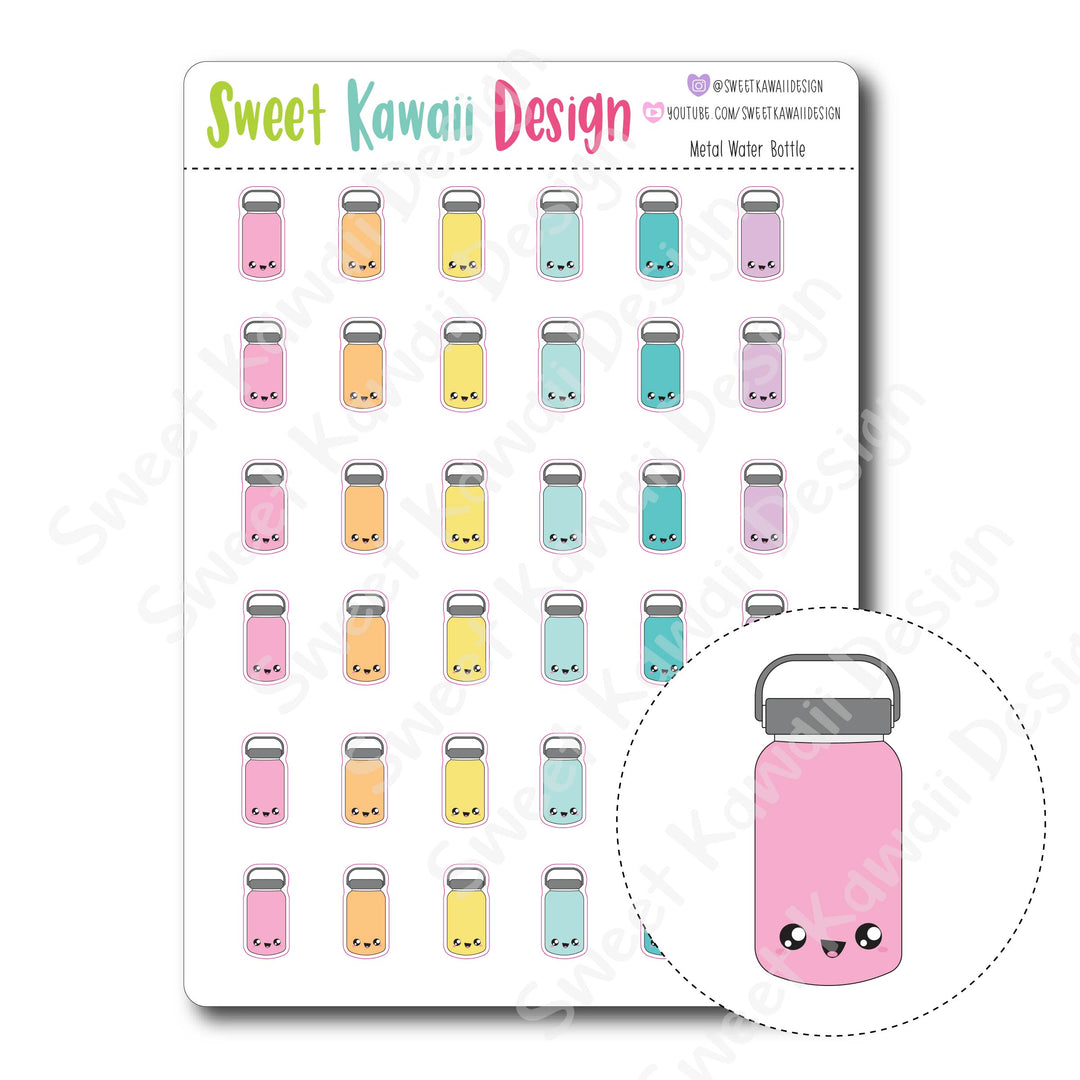 Kawaii Metal Water Bottle Stickers