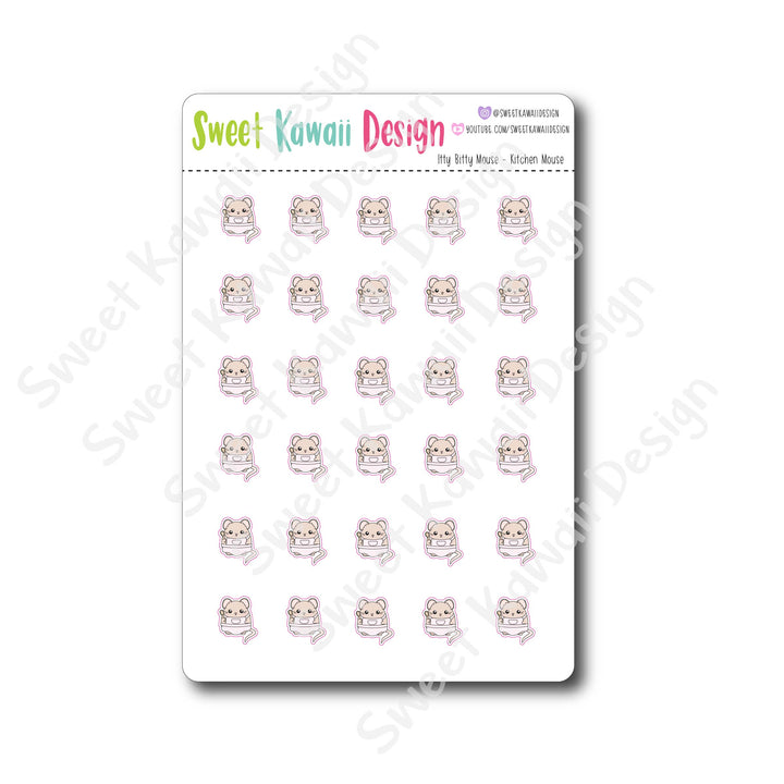Kawaii Mouse Stickers - Kitchen Mouse