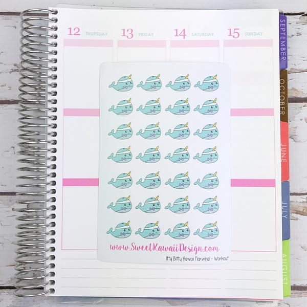 Kawaii Narwhal Stickers - Workout