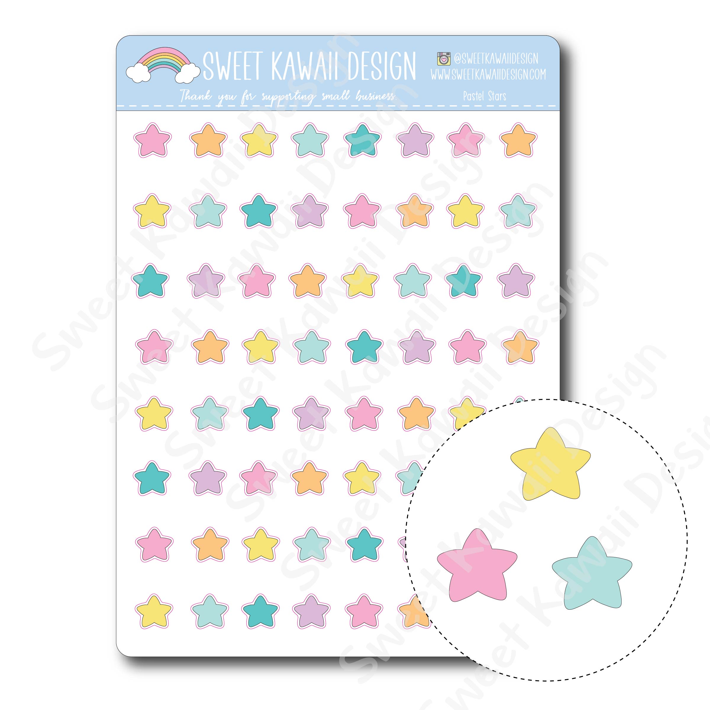 Kawaii Pastel Star Stickers – Sweet Kawaii Design