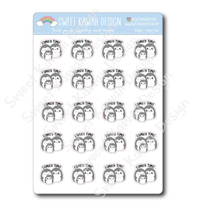 Kawaii Penguin Stickers - Family Time