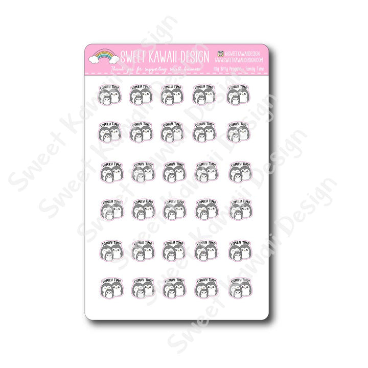 Kawaii Penguin Stickers - Family Time
