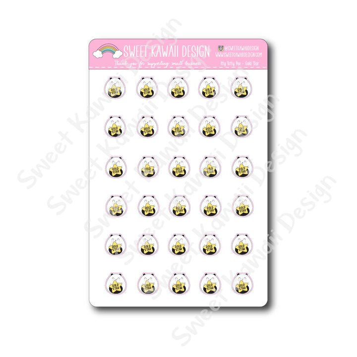 Kawaii Poe Stickers - Gold Star
