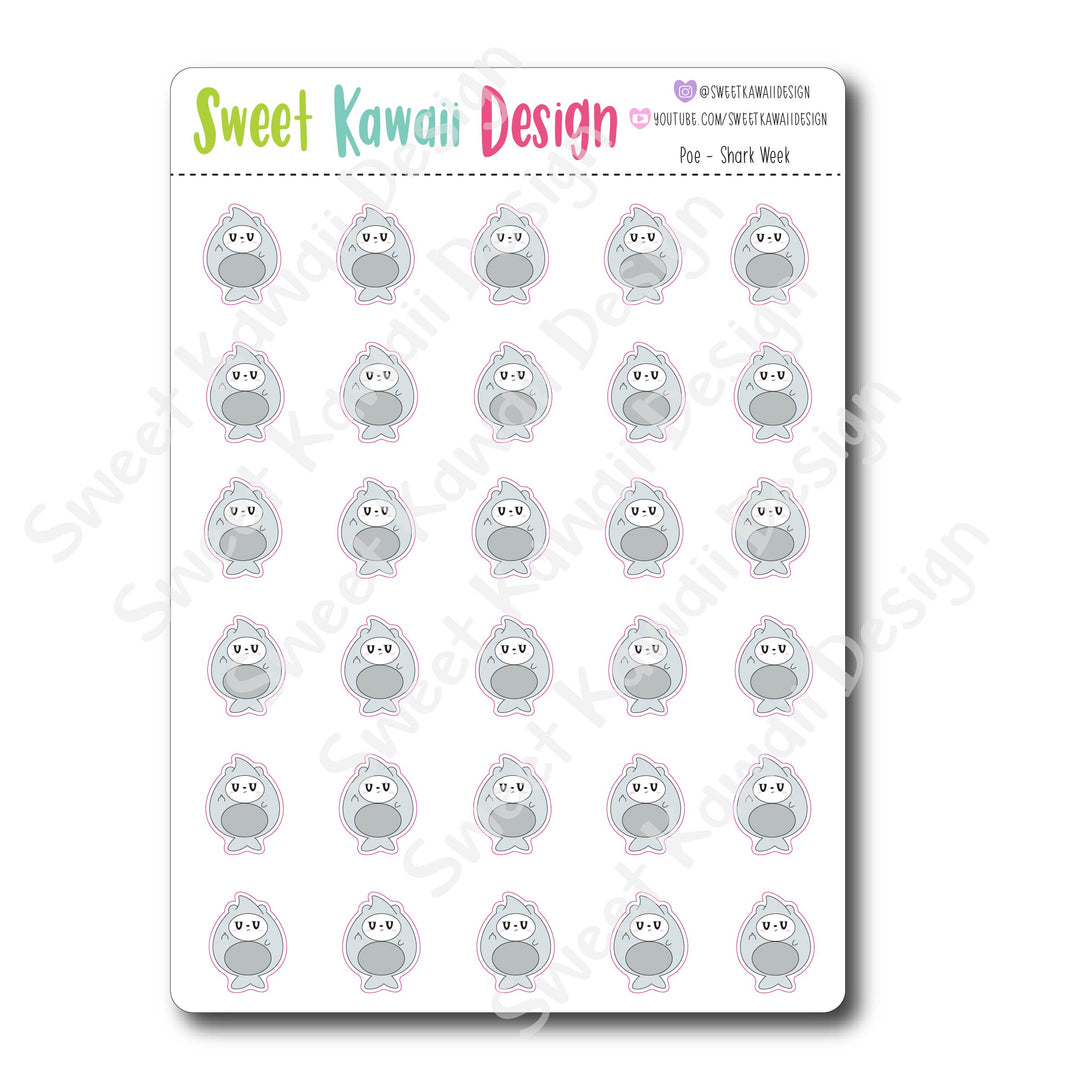 Kawaii Poe Stickers - Shark Week