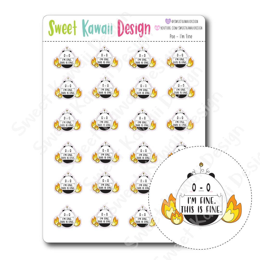 Kawaii Poe Stickers - I'm Fine