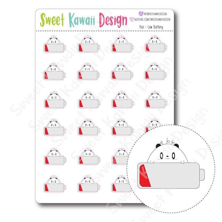 Kawaii Poe Stickers - Low Battery
