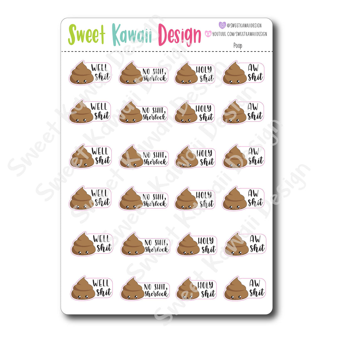 Kawaii Poop Stickers