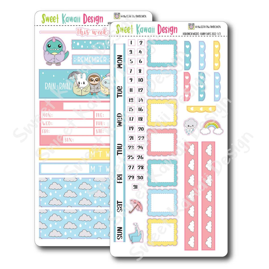 Kawaii Hobonichi Weeks Stickers - Rainy Days 22