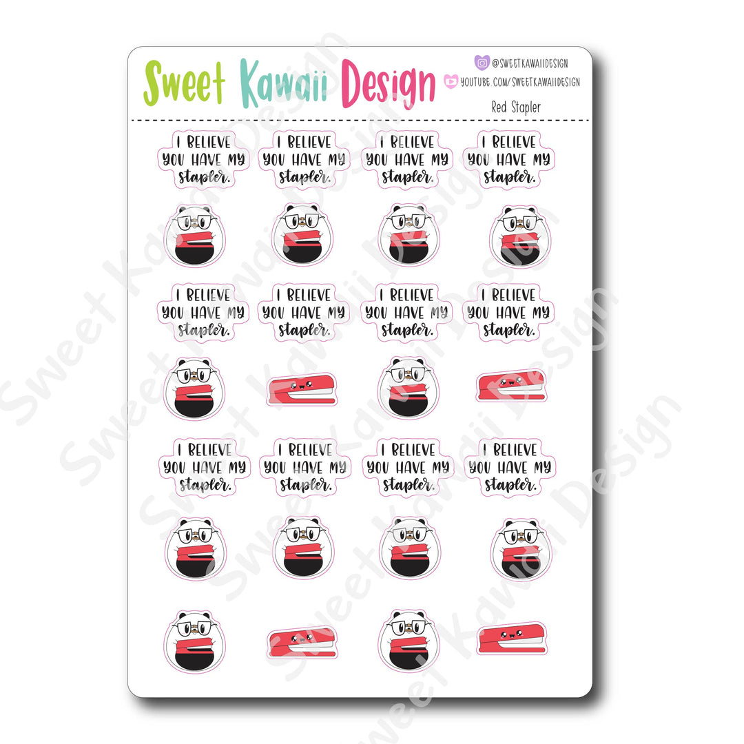 Kawaii Red Stapler Stickers